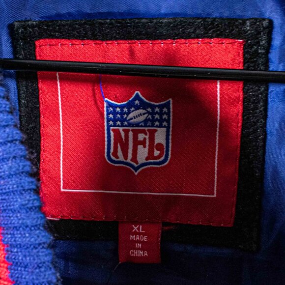 New York Giants NFL Suede Leather Bomber Jacket Varsity XL Y2K Football - Picture 5 of 13